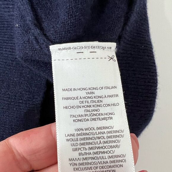 Polo Ralph Lauren Washable Wool V-Neck Sweater size L6 Hunter Navy NWOT - Picture 10 of 10